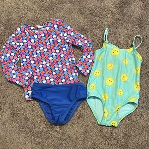 Toddler girls 2T swim one piece, rash guard 2 piece bundle